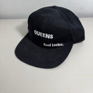 Foot Locker Queens Snapback Baseball Hat, Black/White, New w/out Tags